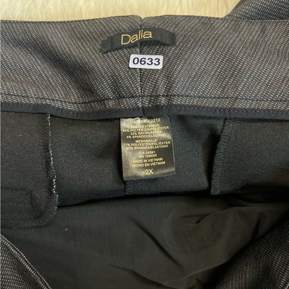 Dalia sz 2x women’s gray striped mid rise stretch wide waistband pants 0633 - Picture 4 of 5